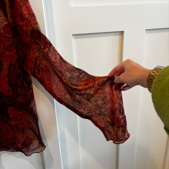 Daytrip Vintage 90's Made in USA Fairy Paisley Bell Sleeve Flowy Women's Top L - Picture 4 of 10